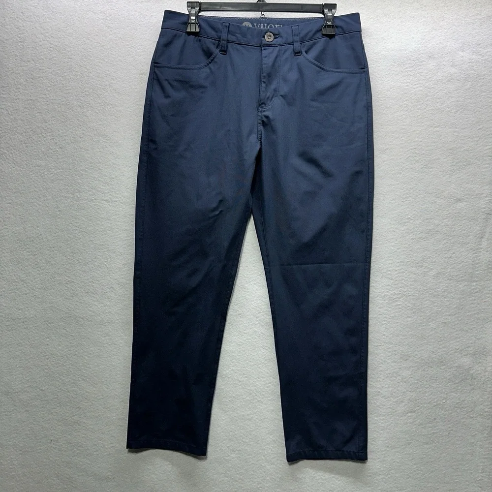 Vuori Pants Men 32 Short Slim Ink Navy Meta Ankle Stretch Comfort Office Outdoor